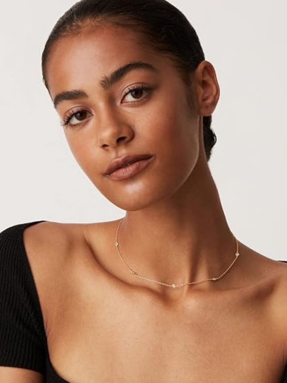 PAVOI Layering Necklace for Women, 14K Gold Plated Station CZ Chain